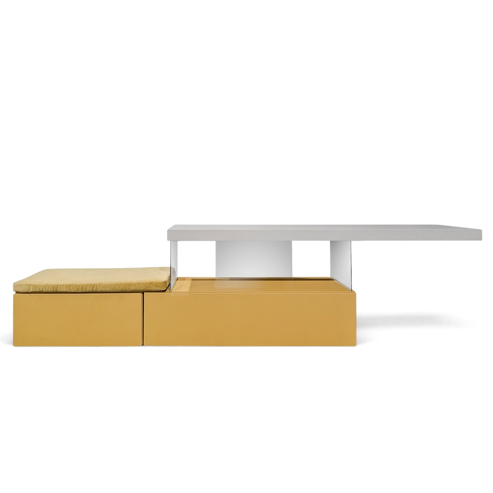 Designer Daniele Lago Modular Console Bench: Designer Daniele Lago Modular Console Bench 21st century Designer console bench system, featuring an architectural, simplistic form, that seamlessly blends functional seating, storage, and display