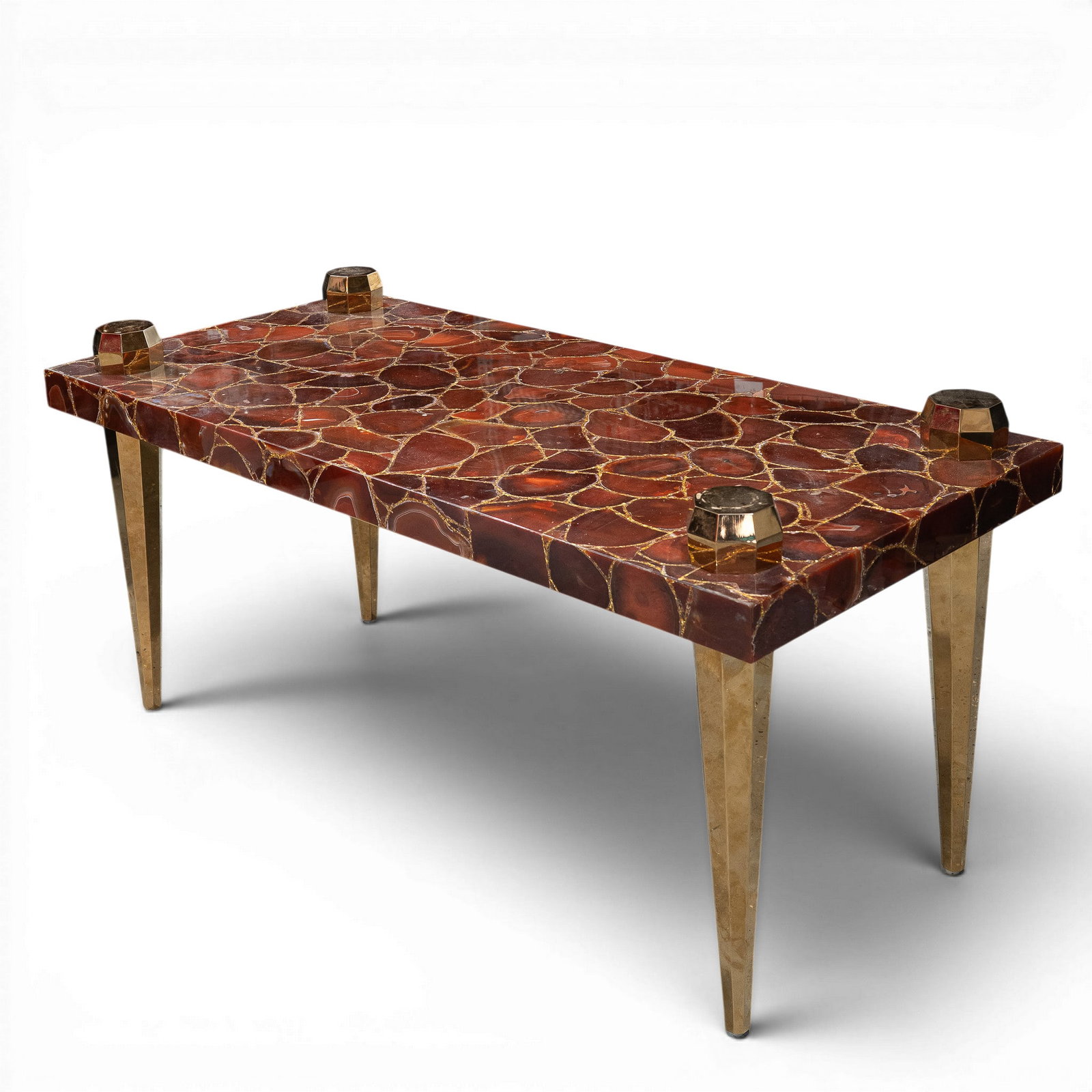 Amro Alakhdar Red Lava Console Table: Amro Alakhdar Red Lava Console Table 21st Century, USA Contemporary console table by Amro Alakhdar, clad in richly textured agate red lava stone with a striking network of natural fissures,