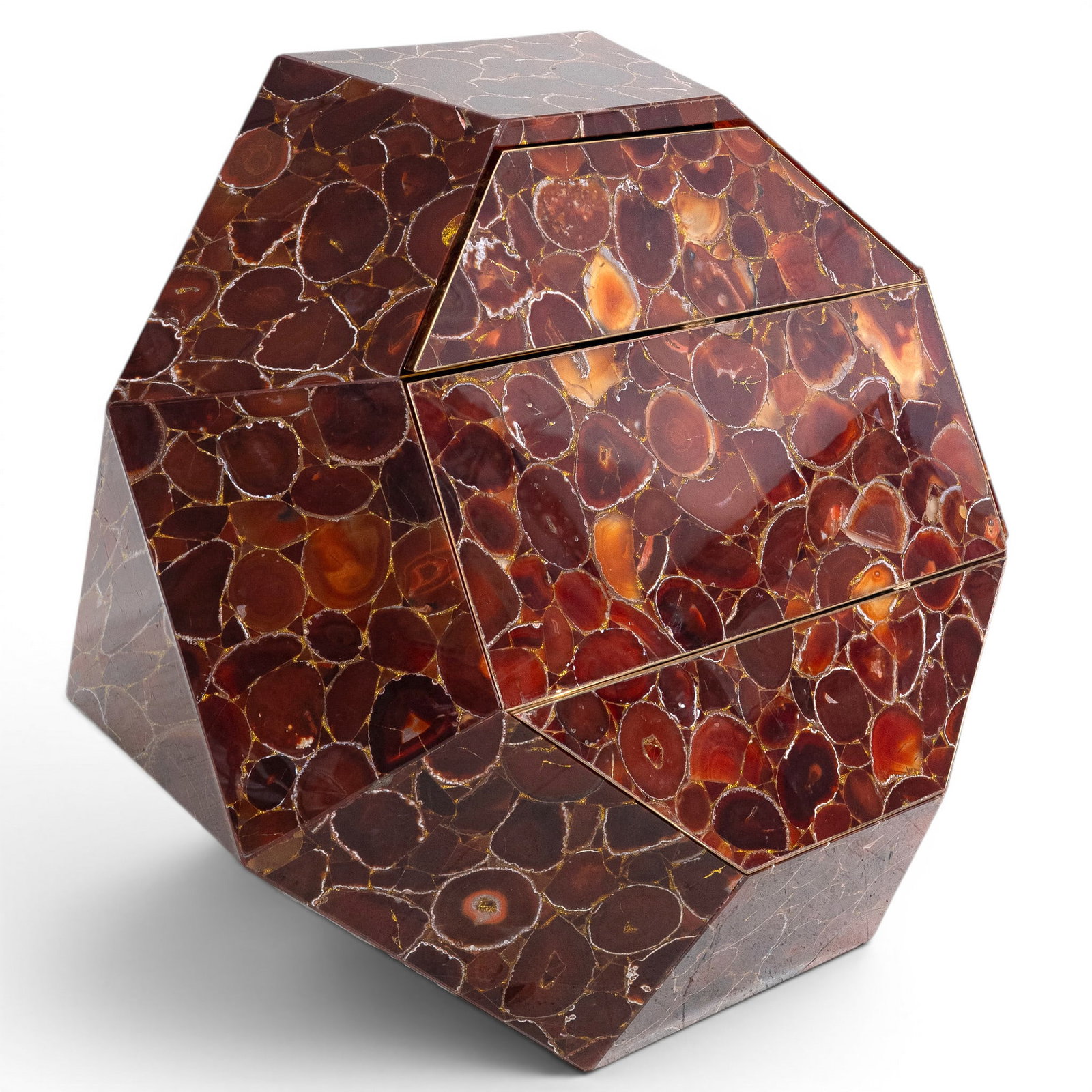 Amro Alakhdar Red Lava Side Table: Amro Alakhdar Red Lava Side Table 21st Century, USA Striking contemporary sculptural side table by Amro Alakhdar, from the artist's Red Lava series. Executed in a bold faceted geometric form, the tabl