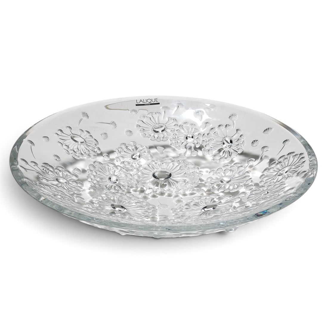 Lalique Crystal "Bucolique" Bowl: Lalique Crystal "Bucolique" Bowl Early 21st Century, France A Lalique France crystal Bucolique bowl, of circular form, featuring an intricate frosted and polished floral dandelion motif across the