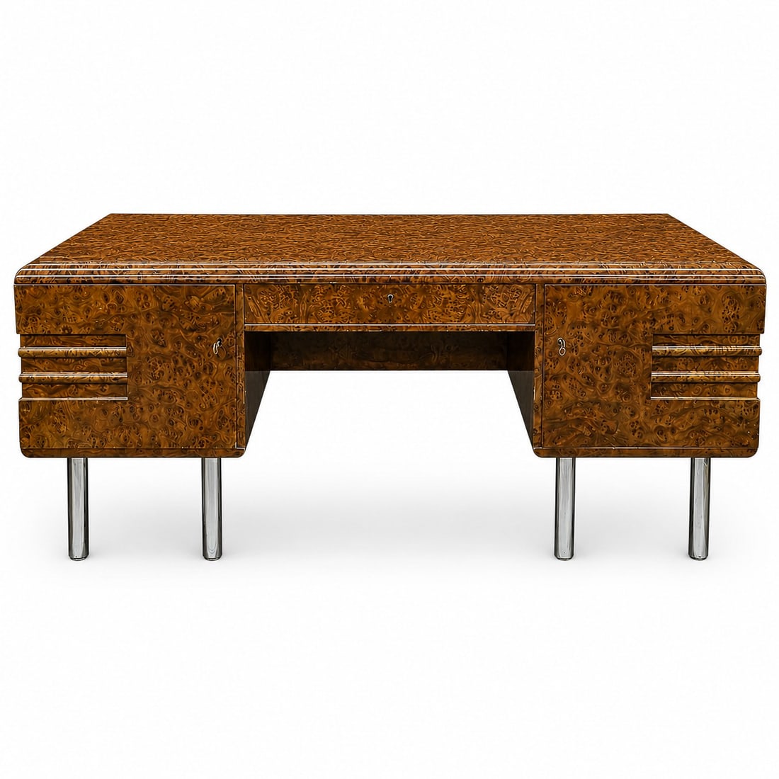 Art Deco Belgium Burl Wood Desk (1 of 17)