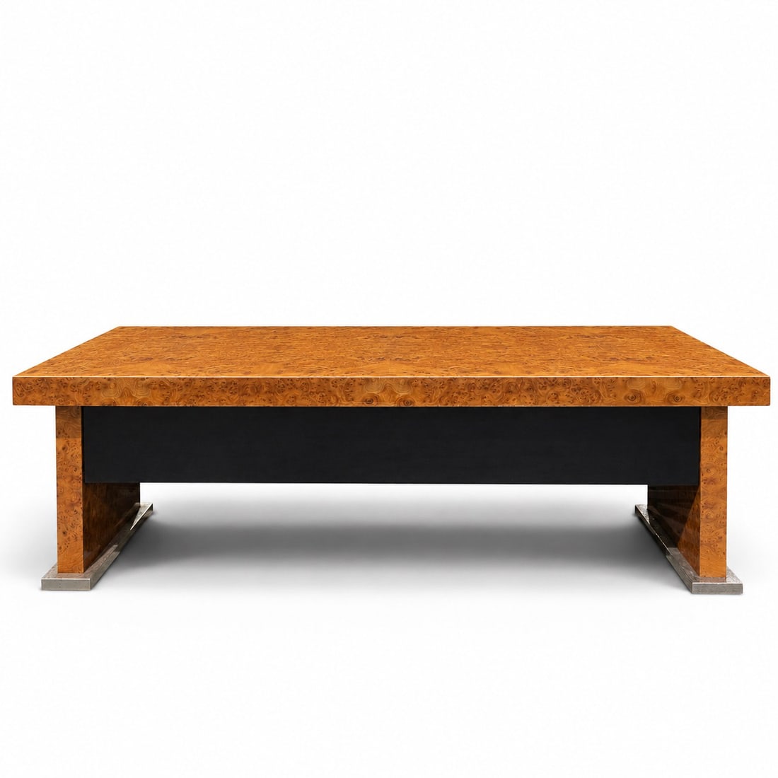 Mid Cent. Burlwood and Brass Executive Desk (1 of 4)