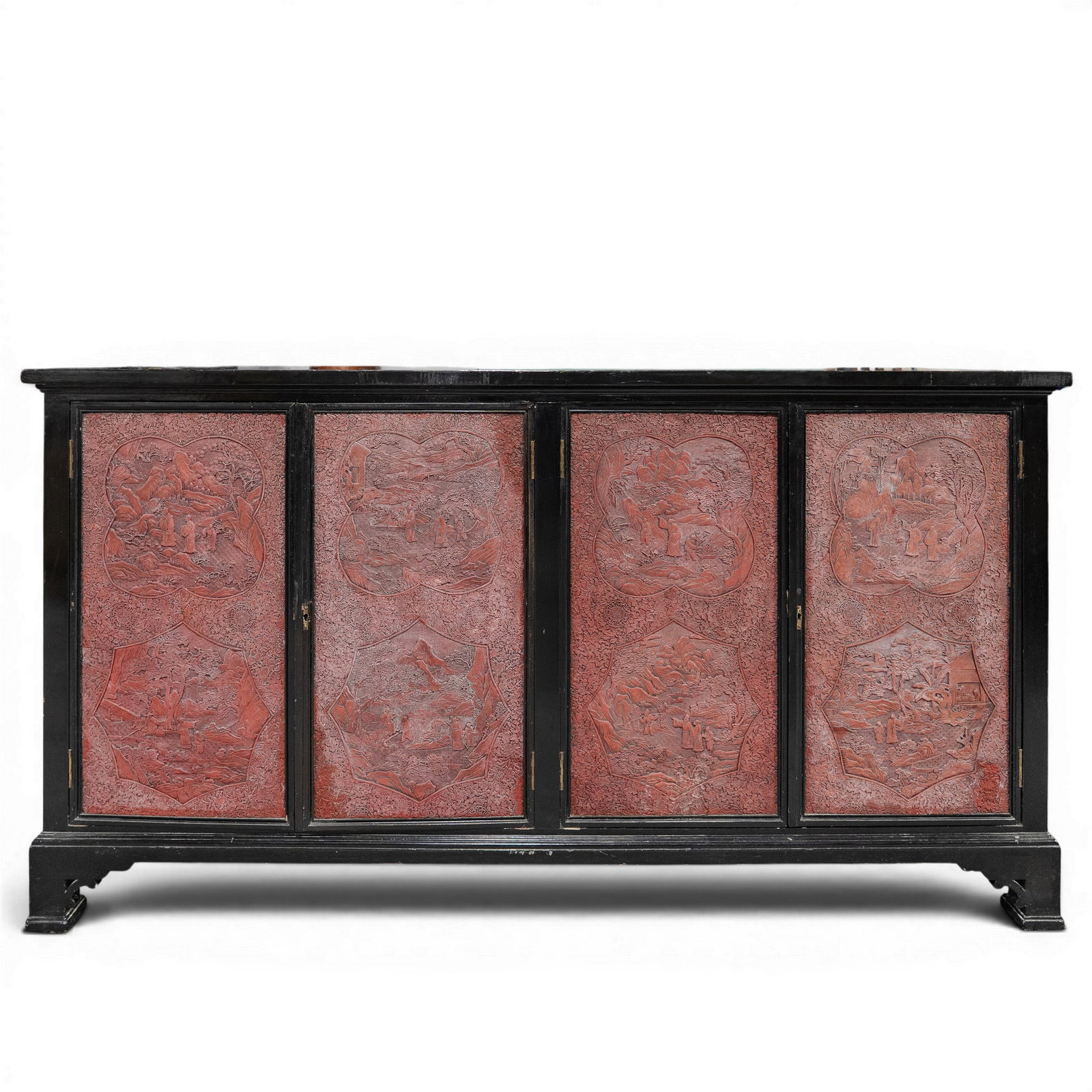 Chinese Export Black Lacquer & Cinnabar Console (1 of 5)