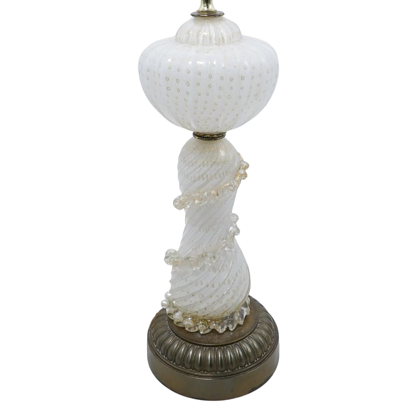 Murano Aventurine and Gold Fleck Glass Ruffle Table Lamp (1 of 8)
