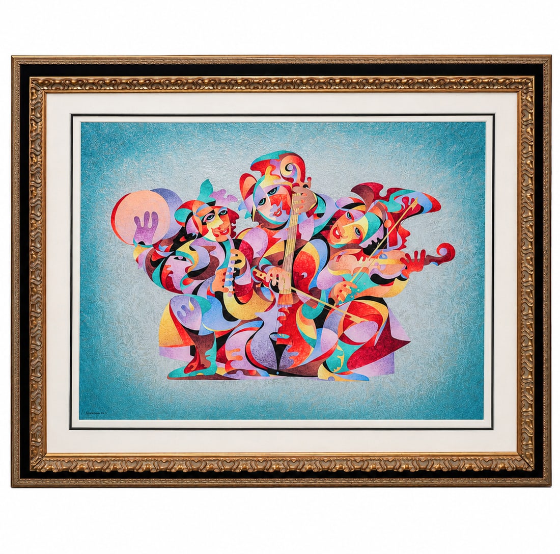Anatole Krasnyansky "Street Quartet #1" Mixed Media Painting (1 of 12)