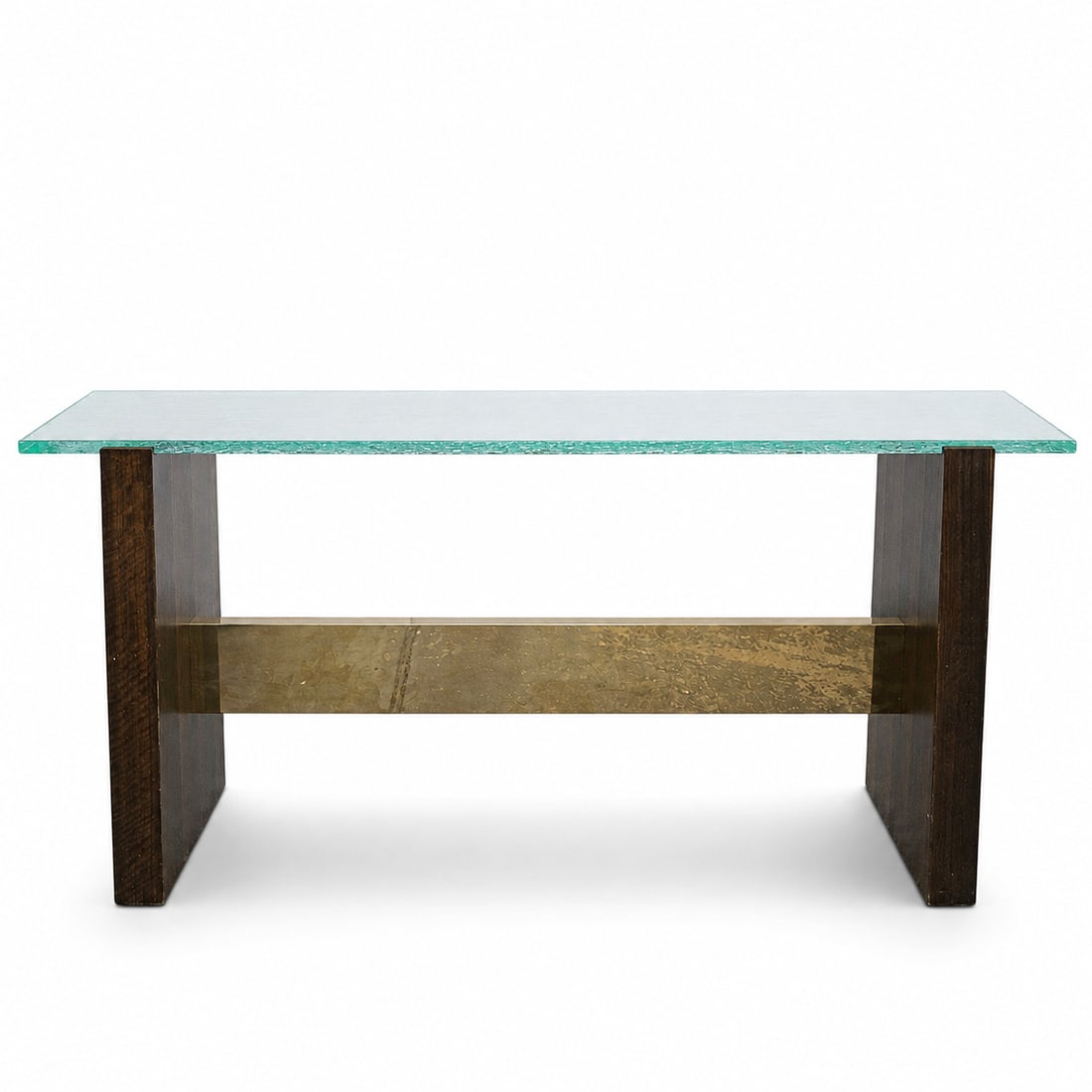 Contemporary Designer Console Table: Contemporary Designer Console Table Late 20th Cent, Likely Italy Contemporary console table featuring a thick cast glass top with a heavily textured, rippled surface that creates a striking