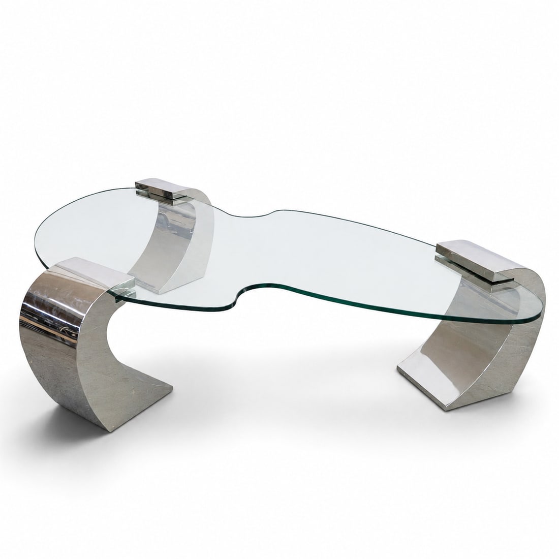 Karl Springer Style Chrome & Glass Coffee Table (1 of 3)