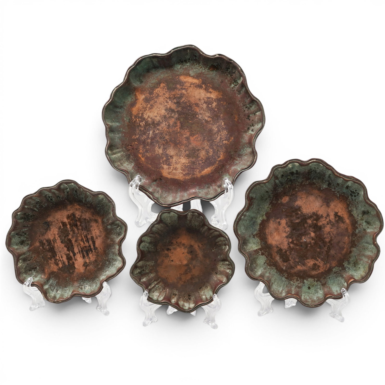 (4 pc) Tiffany Studios Bronze Graduated Nut Bowls (1 of 6)