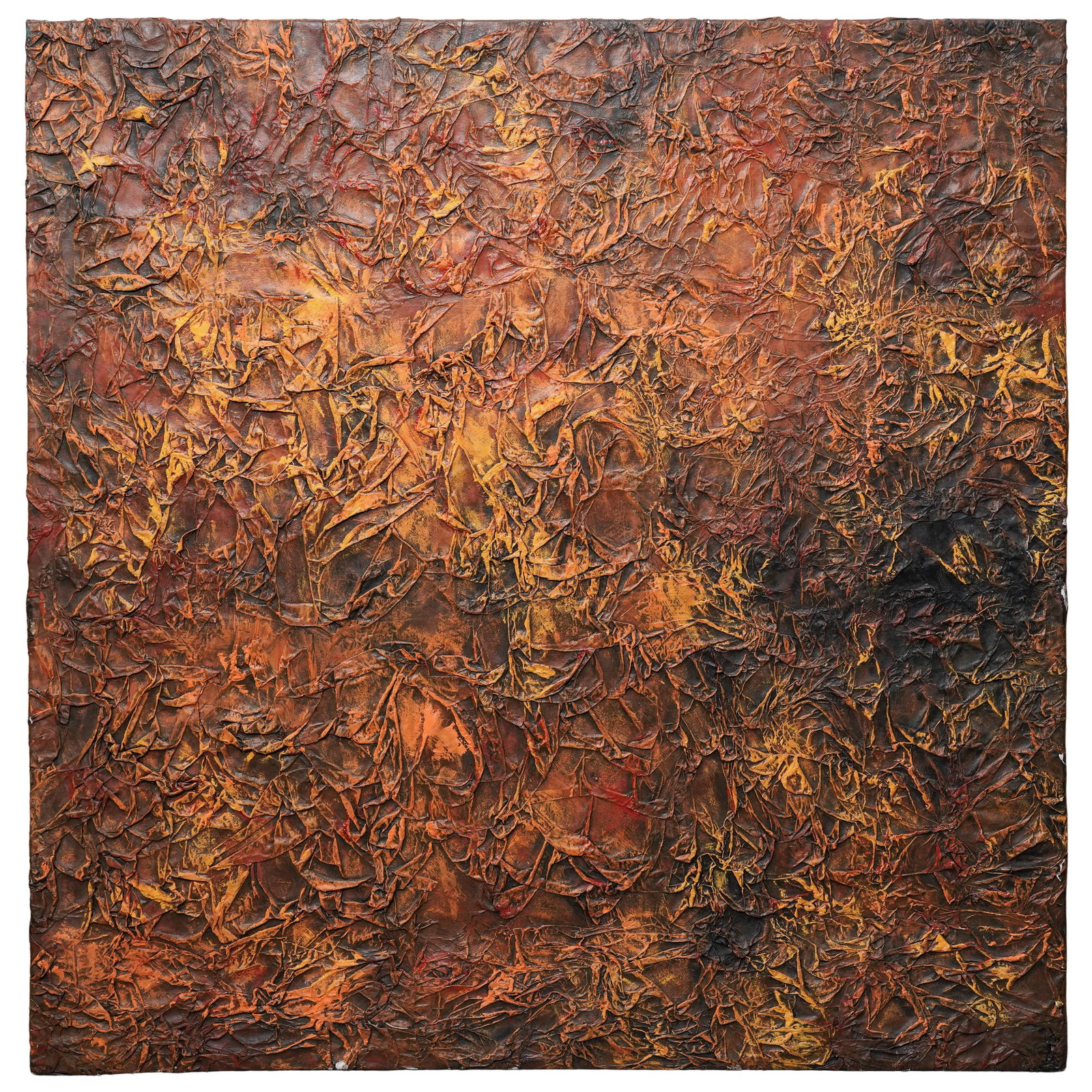 X. Fauveaux "Fall Scenes" Oil On Canvas Painting: X. Fauveaux "Fall Scenes" Oil On Canvas Painting 20th Cent. Large contemporary abstract mixed media composition executed with heavily textured impasto and collage-like surfaces in rich tones of burnt 