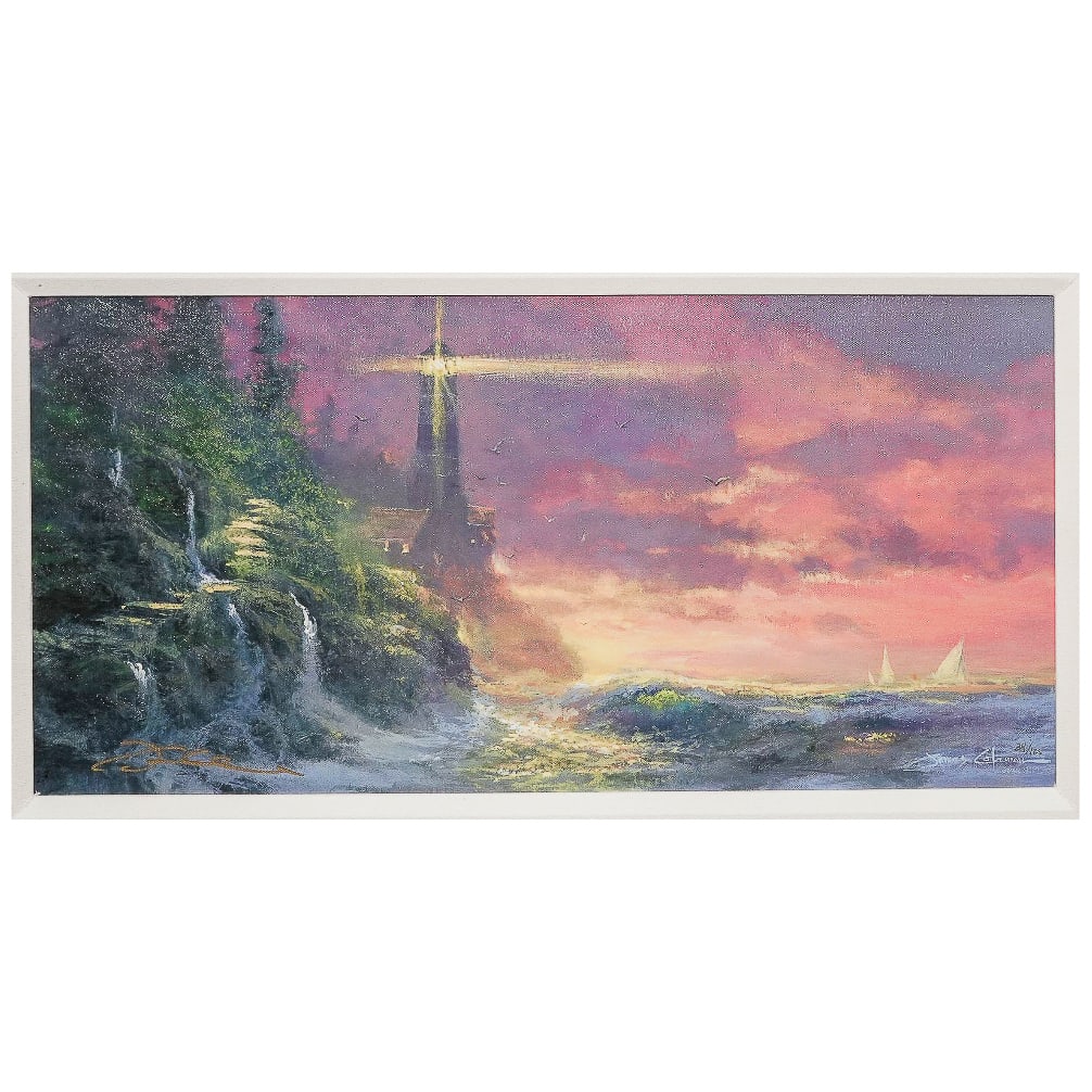 James Coleman (American, 1949-) "Lighting the Way" Giclee: James Coleman (American, 1949- ) "Lighting the Way" Giclee Late 20th Century, USA Limited edition giclée on canvas by James Coleman depicting a lighthouse overlooking a dramatic coastal seascape at s