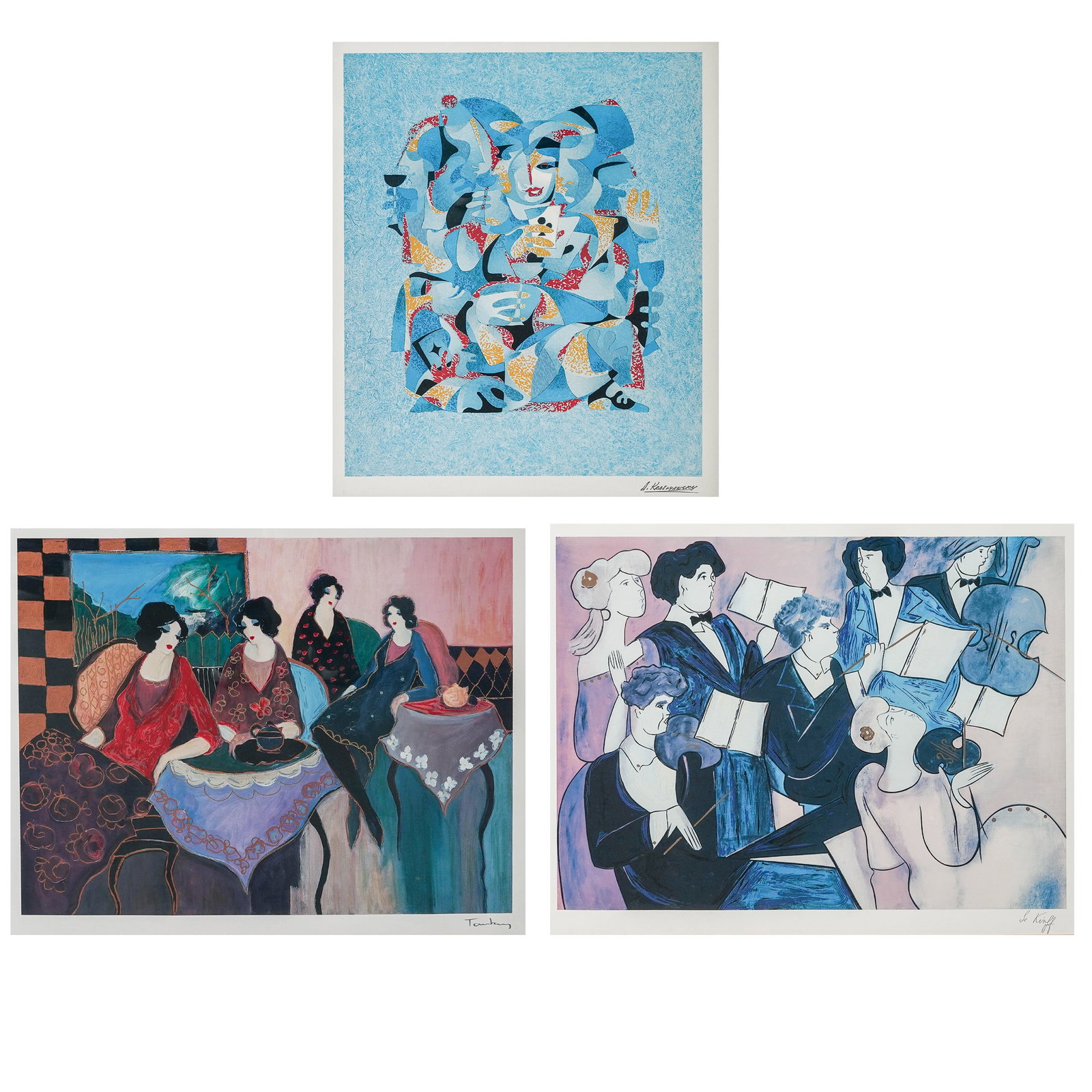 (3 pc) Krasnyansky, Itzchak Tarkay & Linda Le Kinff Hand Signed Offset Lithogaphs (1 of 16)