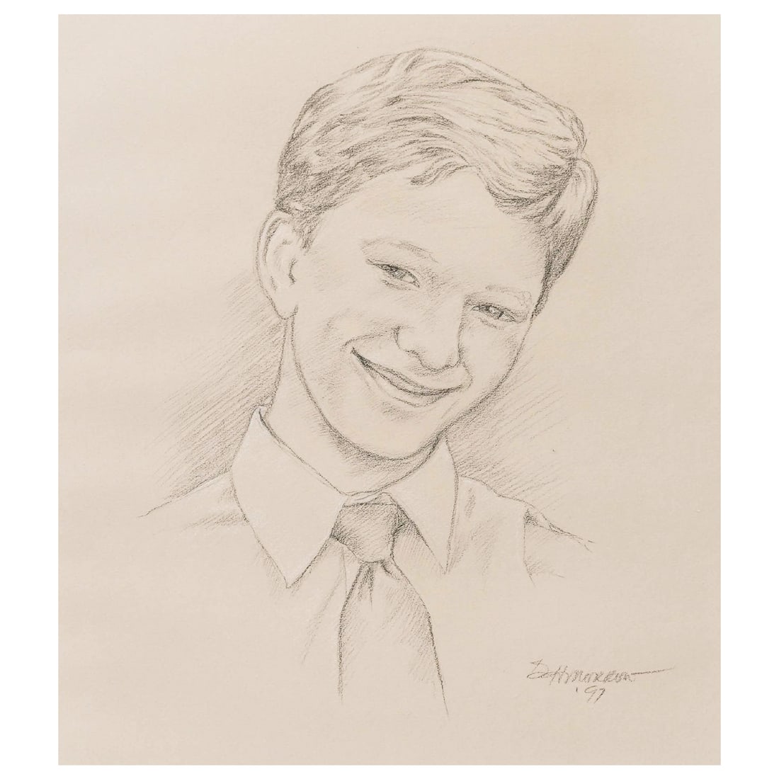 Diane H. Morrow (American) Portrait of a Boy, Sketch on Paper (1 of 5)