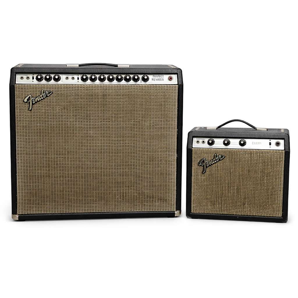 (2 Pc) Vintage Fender Champ Tube & Super Reverb Guitar Amplifier (1 of 8)