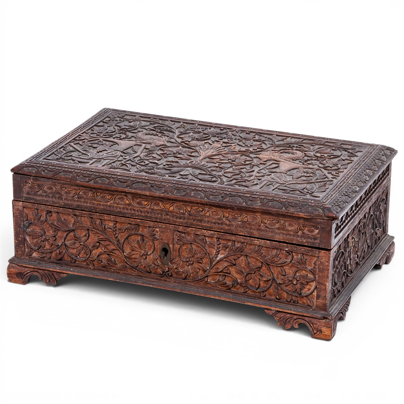 Antique Burmese Carved Wood Box: Large Japanese Meiji Period Imari Vase Late 19th to Early 20th Century, Japan Large Japanese Imari Vase of unusual shape. Signed on bottom with three rows of characters. This large vase has phoenixes 