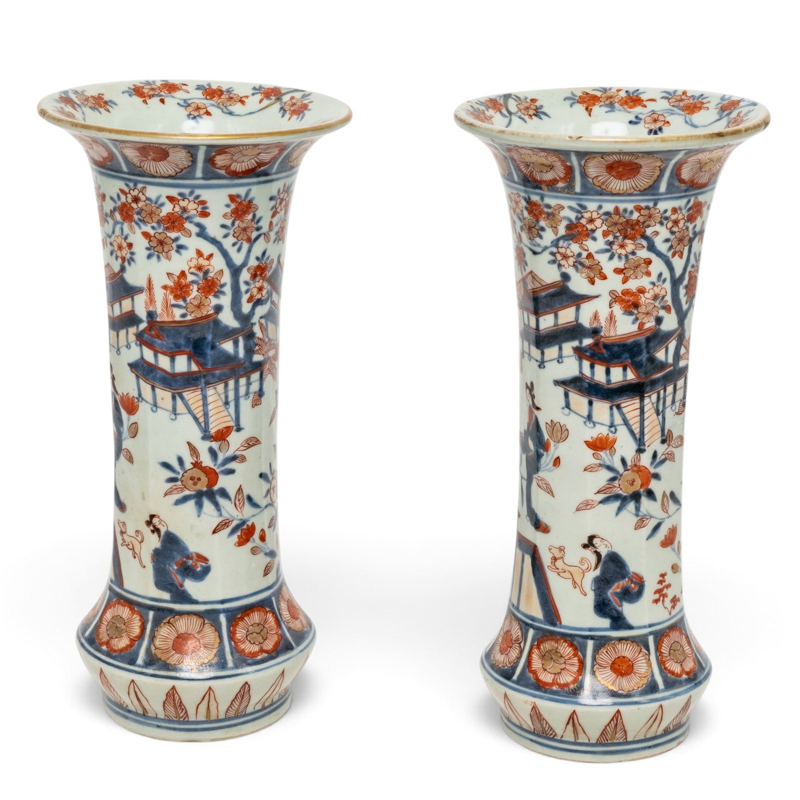 Pair of Japanese Edo Imari Porcelain Trumpet or Beaker Shaped Vases: Lacquered Indian Rectangular Wood Box Late 19th-early 20th century, Indian This box is made of a hardwood with iron handles, lock plate, and straps. Features scenes of Ganesha seated worshippers and s
