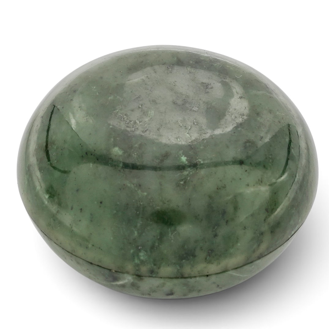 Chinese Spinach Jade Round Paste Box - 2