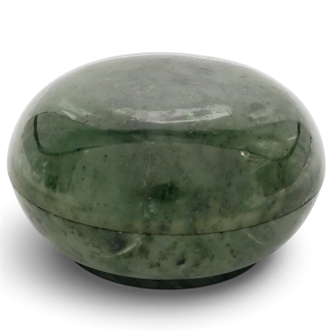 Chinese Spinach Jade Round Paste Box - 3