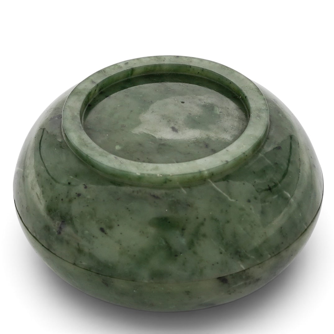 Chinese Spinach Jade Round Paste Box - 4