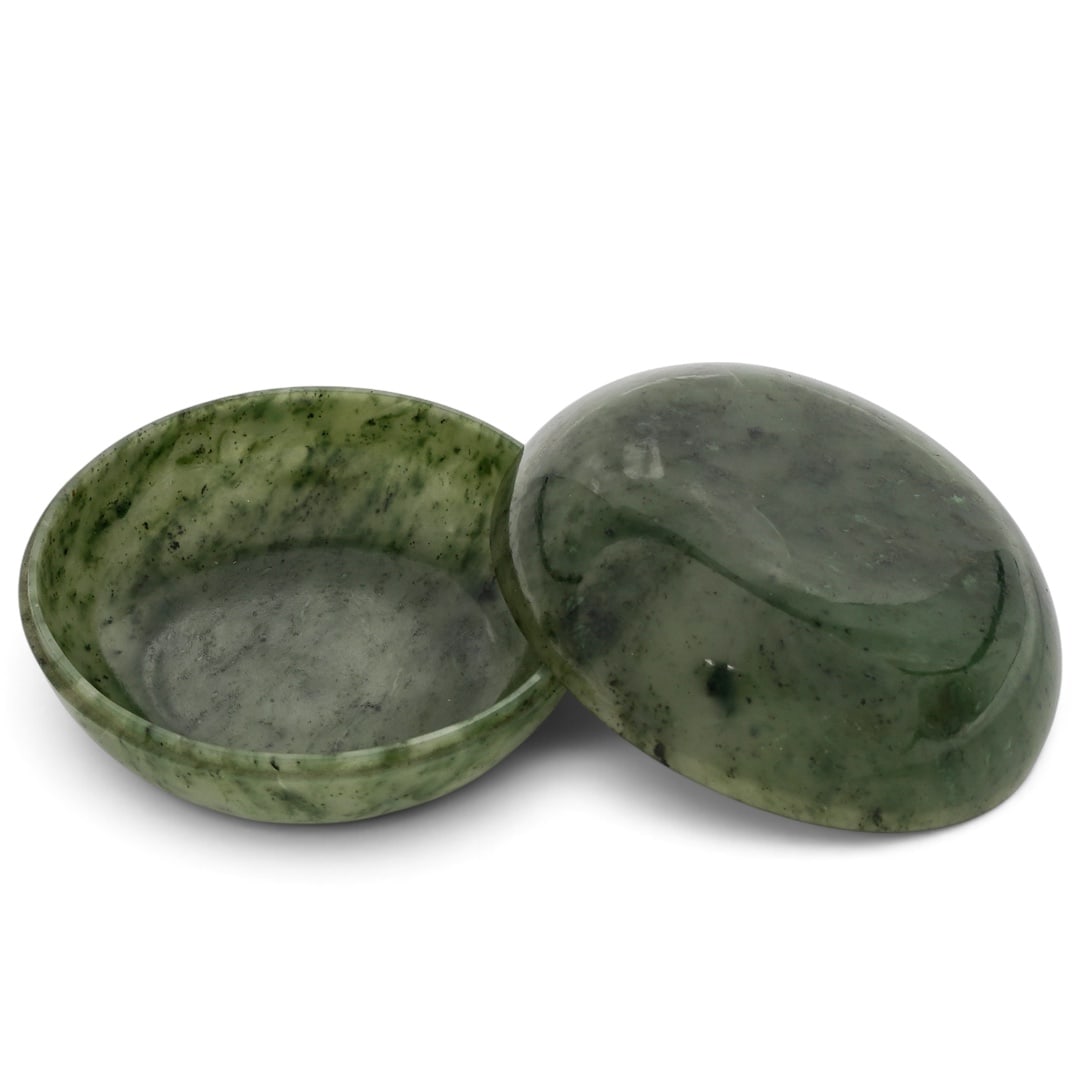 Chinese Spinach Jade Round Paste Box - 5