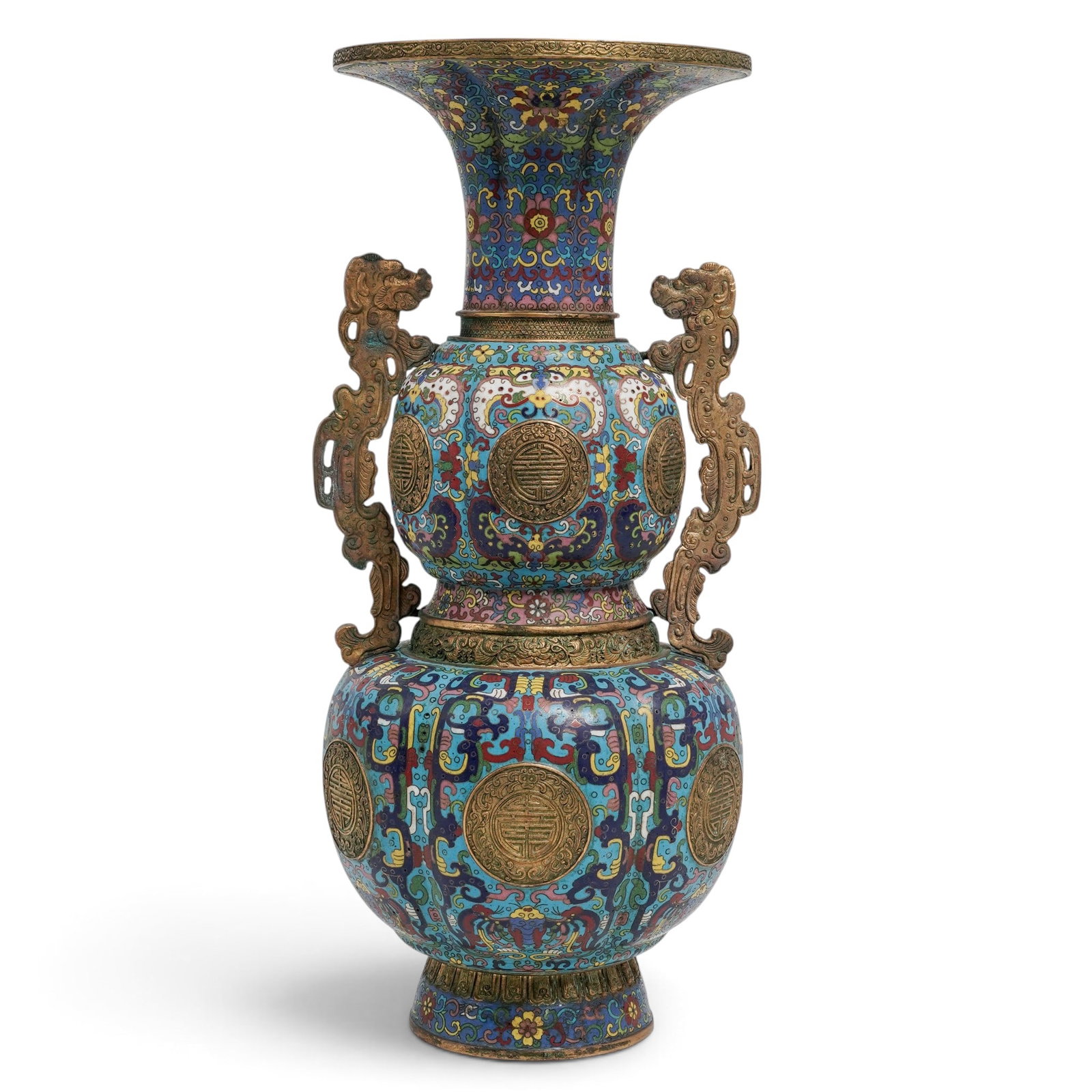 Chinese Cloisonne Gilt Bronze Double Gourd Vase (1 of 19)