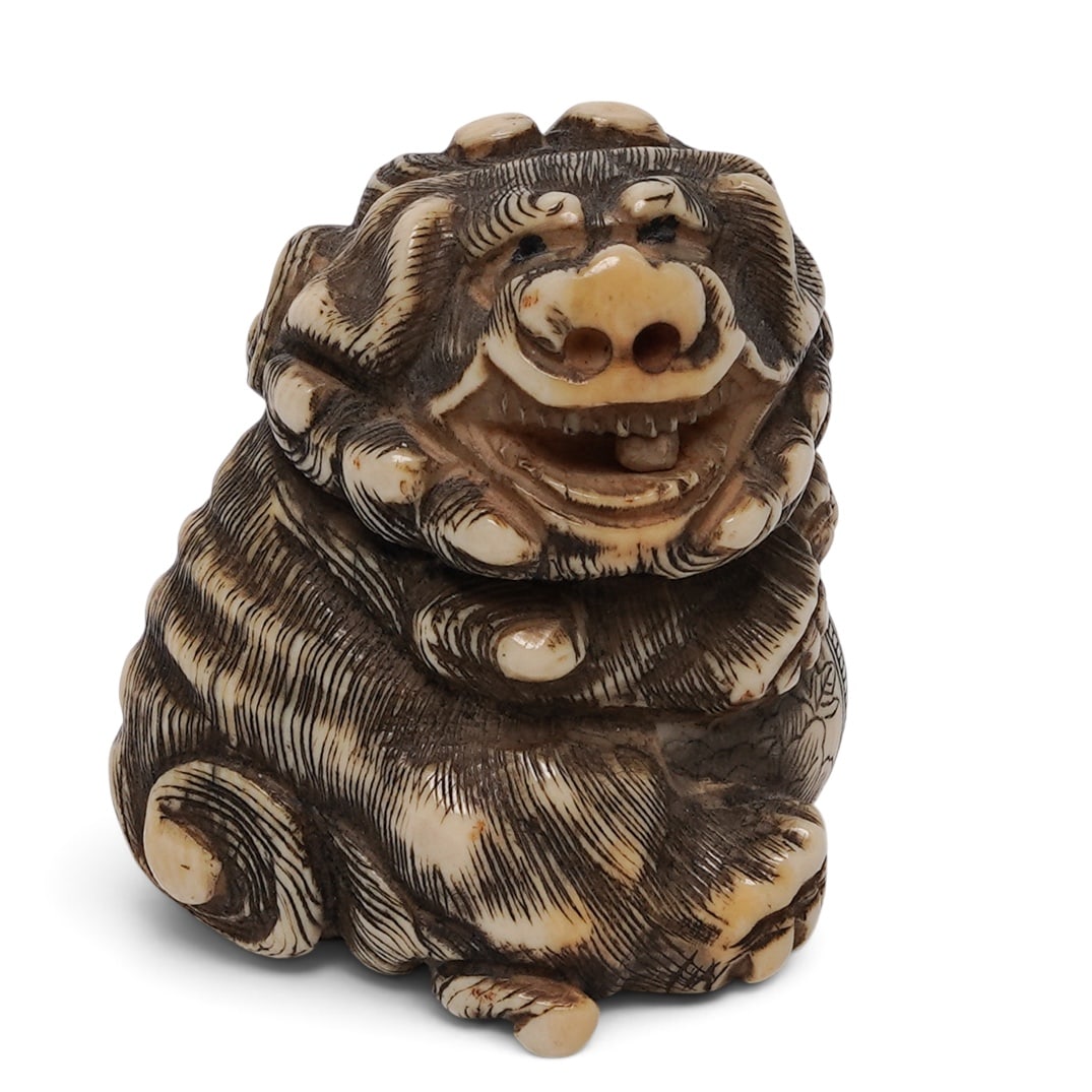 18th Cent. Japanese Kyoto School Netsuke of Shishi Lion & Ball (1 of 6)