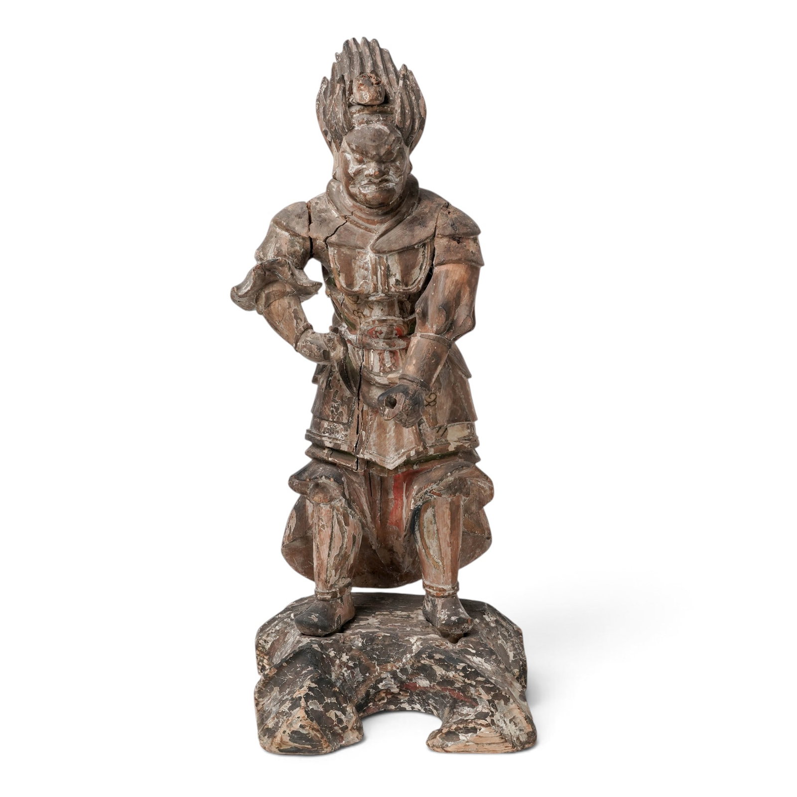 Japanese Edo Period Temple Guardian Wood Sculpture (1 of 19)