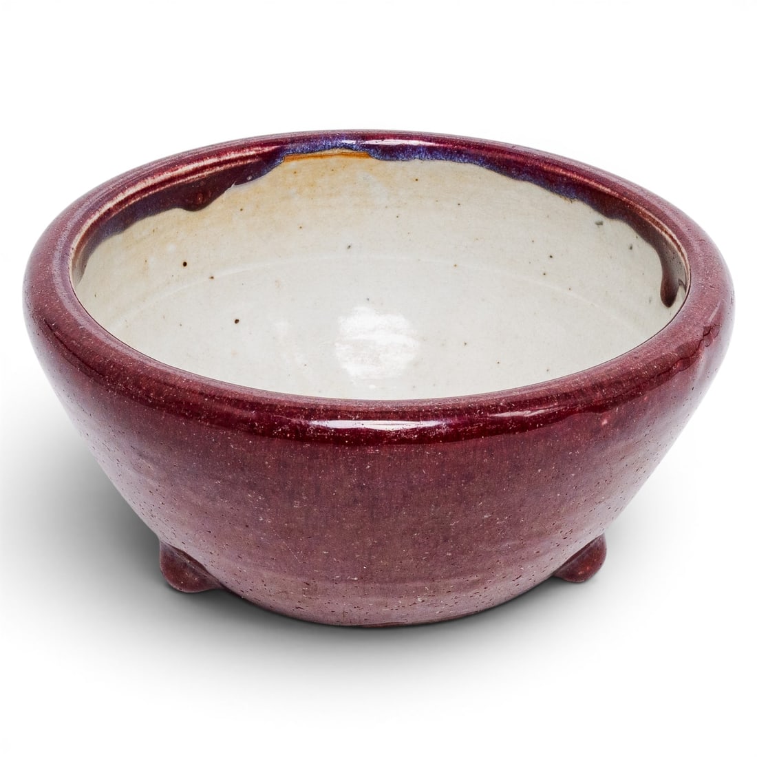 Chinese Porcelain Alms Bowl w/ Pigeon Blood, Oxblood Glaze (1 of 7)