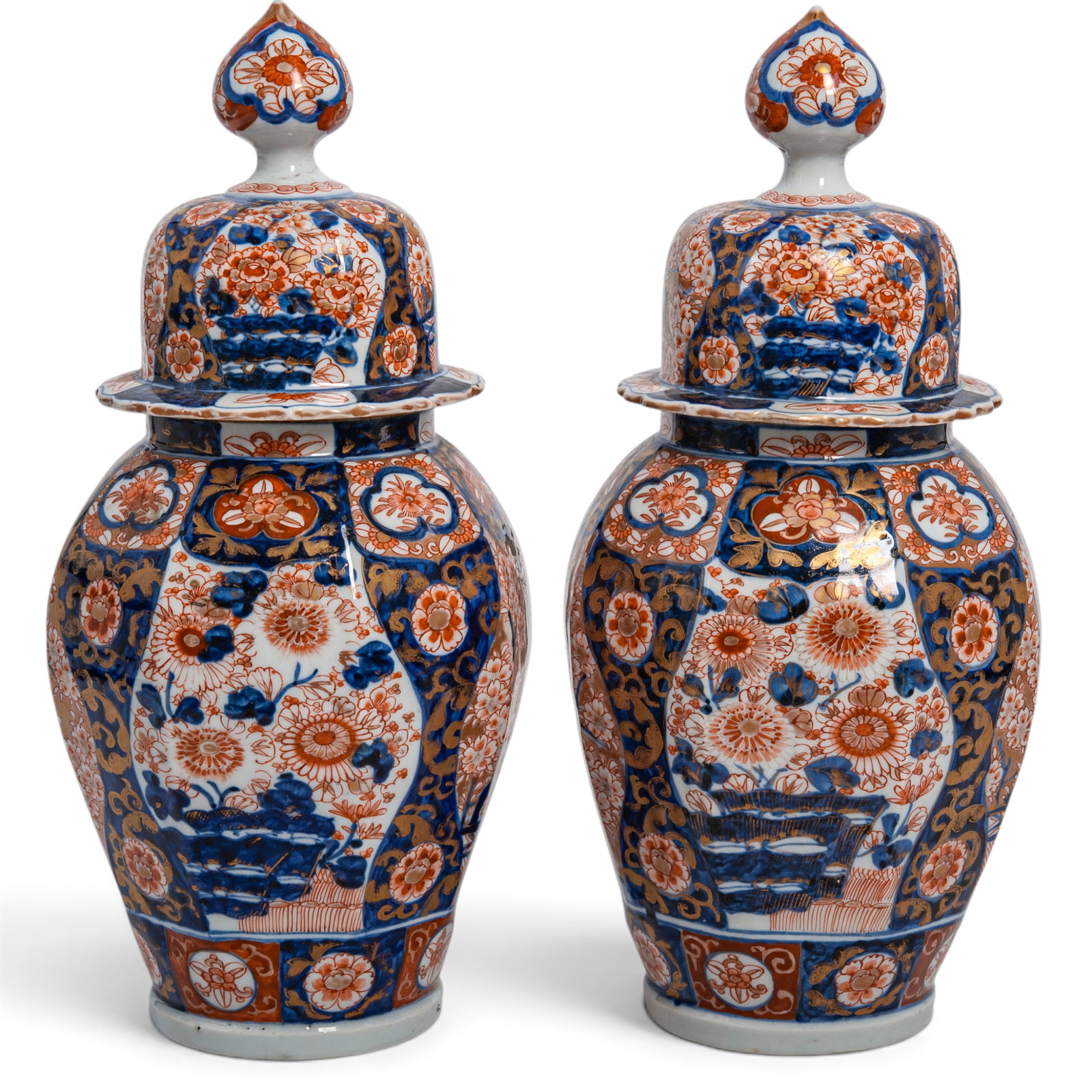 Pair 19th Cent. Japanese Imari Covered Jars w/ Lids (1 of 18)