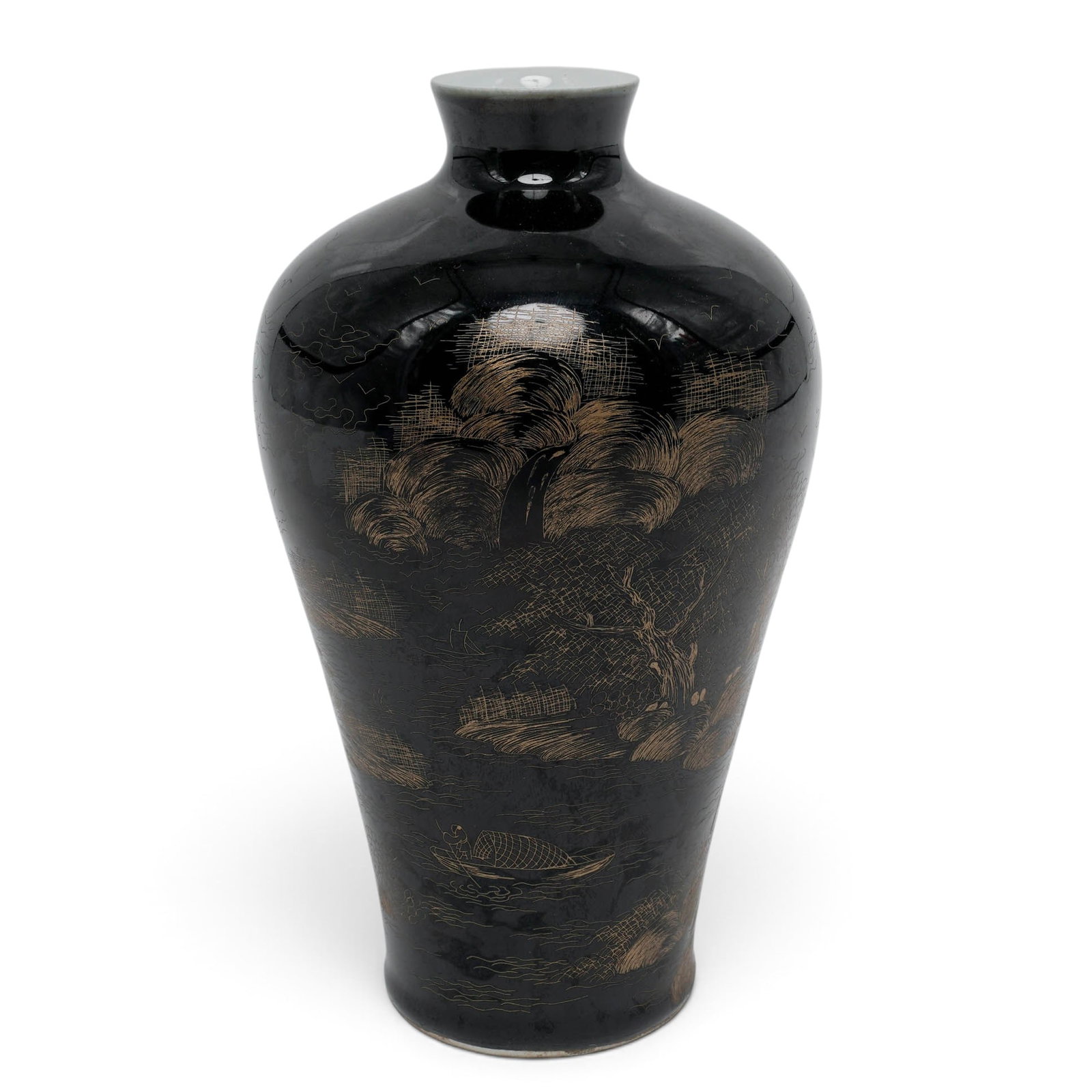 Chinese Mirror Black Meiping Shaped Porcelain Vase (1 of 11)