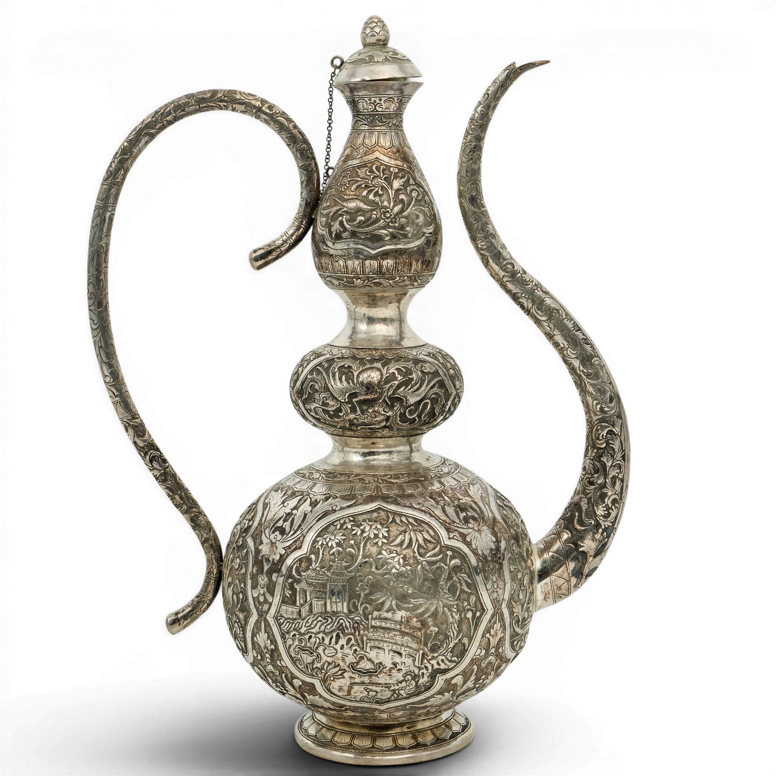 Chinese or Southeast Asian Silver Triple Gourd Ewer (1 of 15)