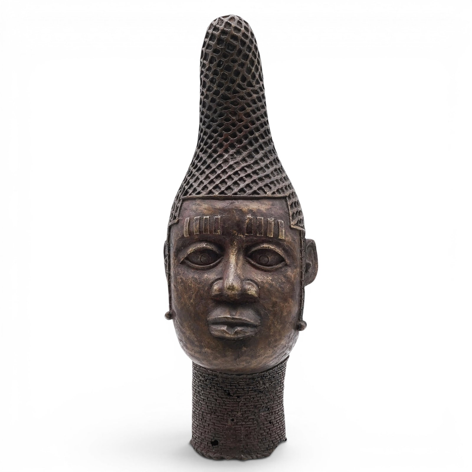 African Benin Bronze Ceremonial Head Cast Hollow (1 of 18)
