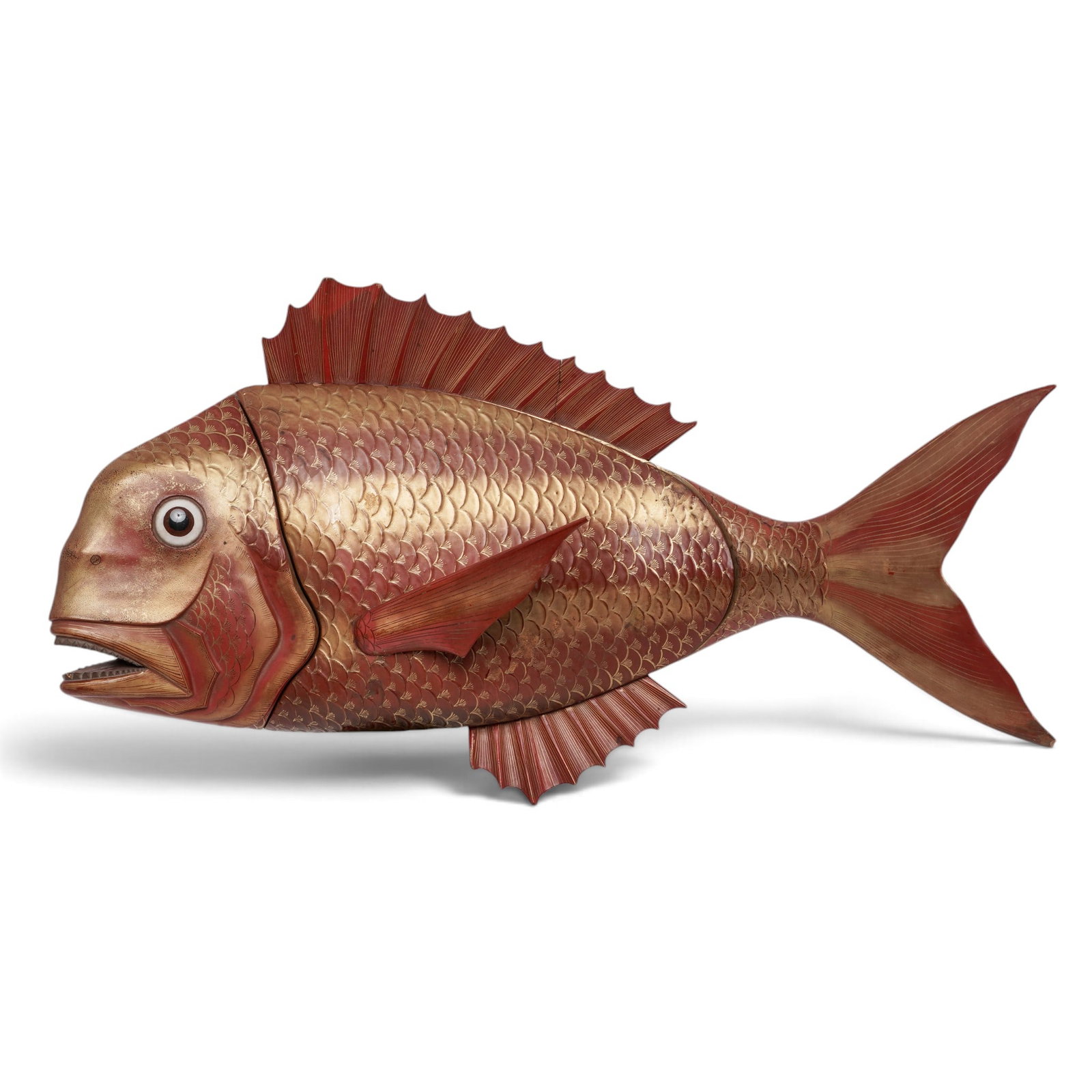 Large Japanese Lacquered Carved Wood Fish Box (1 of 19)
