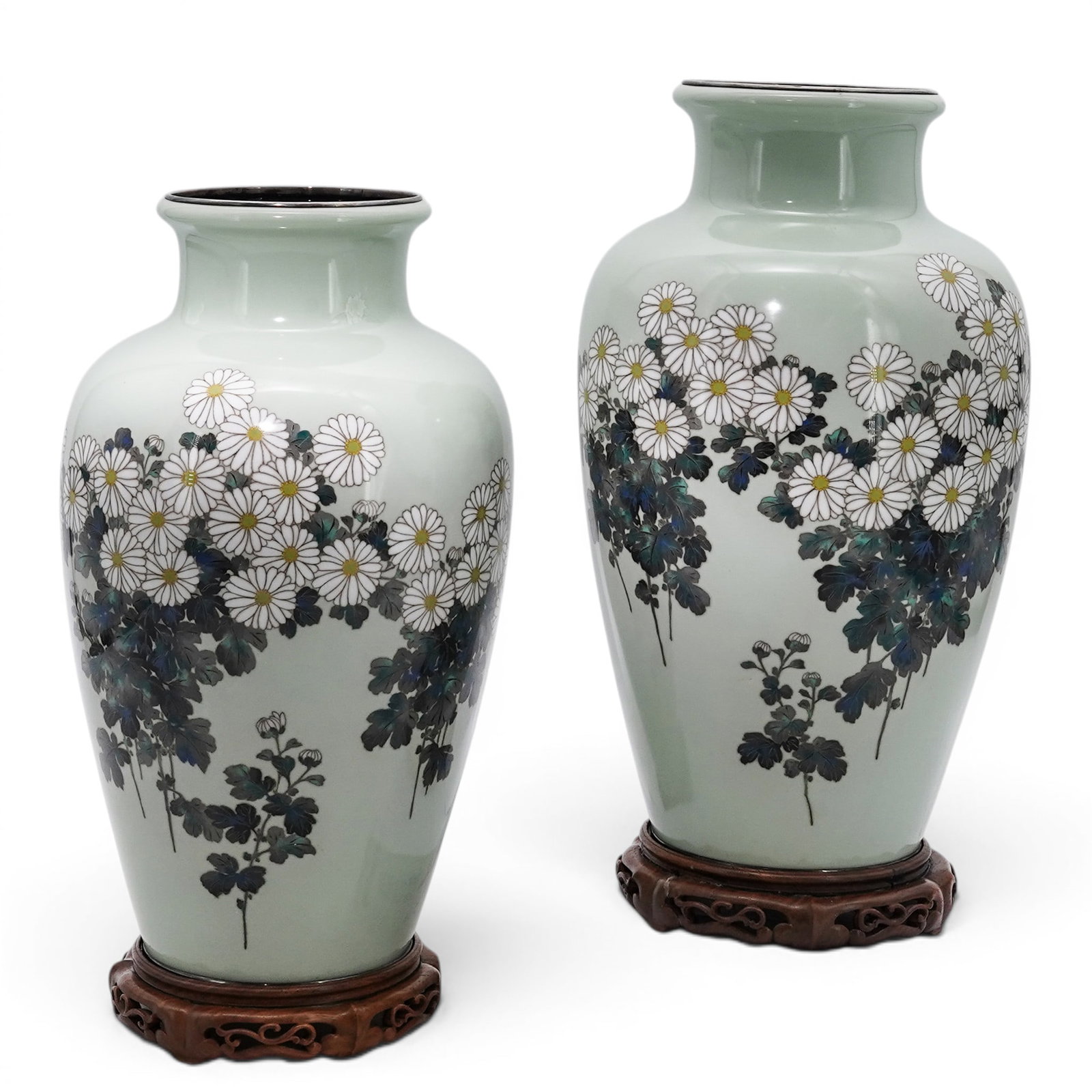 Large Matched Pair of Japanese Cloisonne Vases by Ando Jubei (1 of 16)