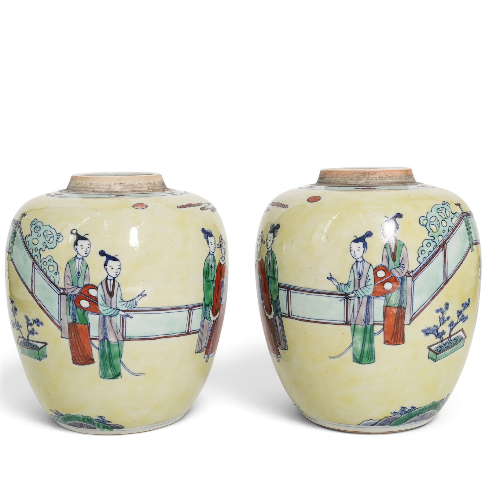 Pair of Ching Dynasty Doucai Porcelain Jars (1 of 6)