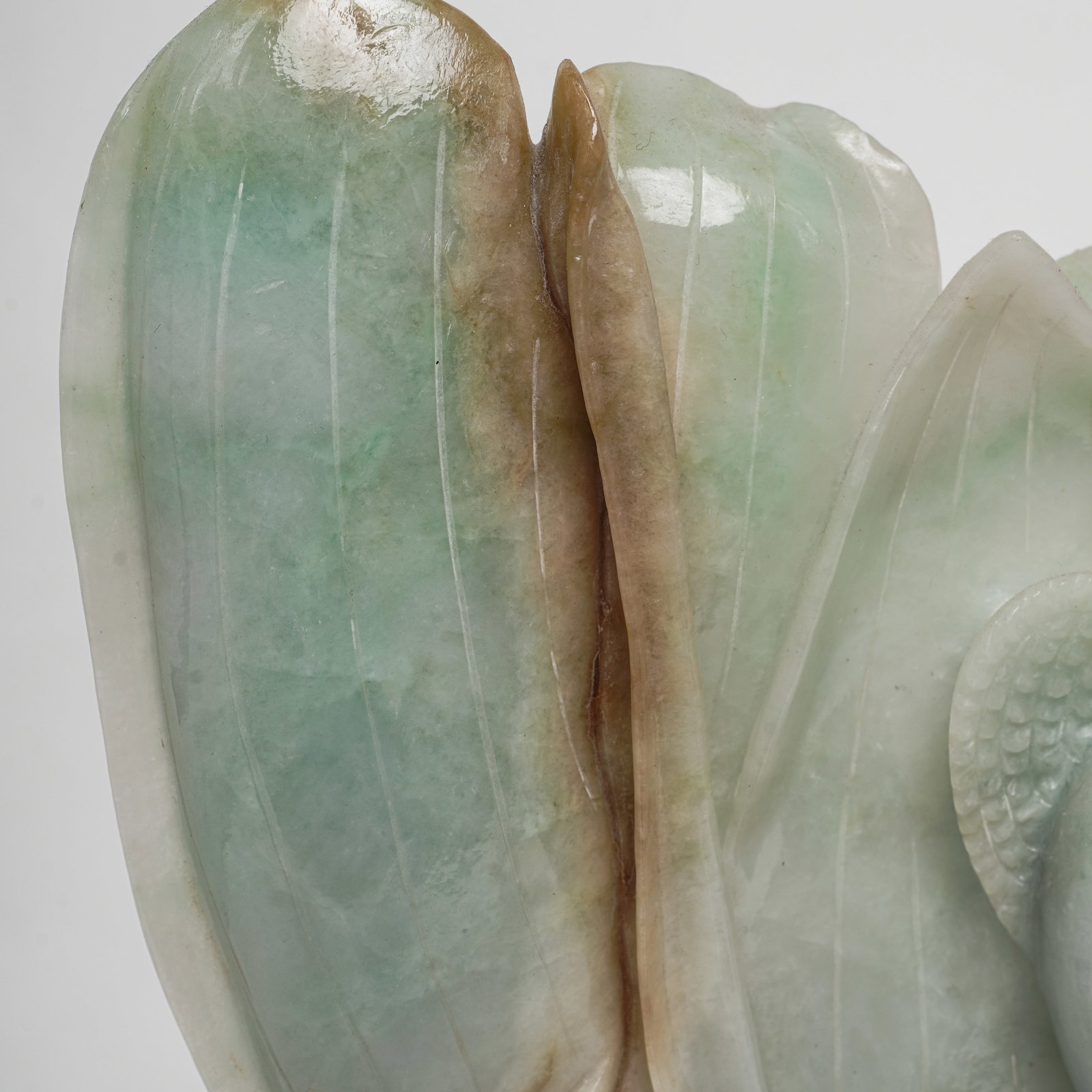 Masterpiece Chinese Jadeite Carved Phoenix & Magnolia Bloom Vases - 11