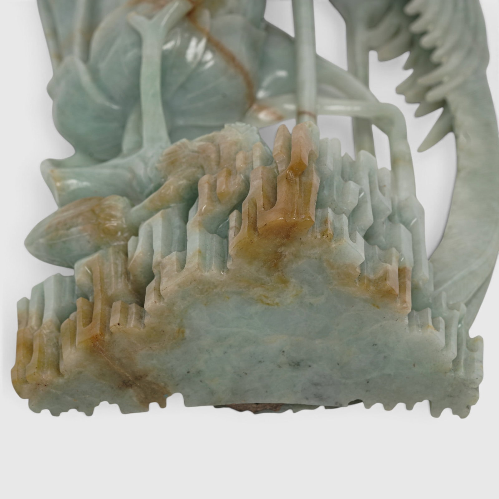 Masterpiece Chinese Jadeite Carved Phoenix & Magnolia Bloom Vases - 14