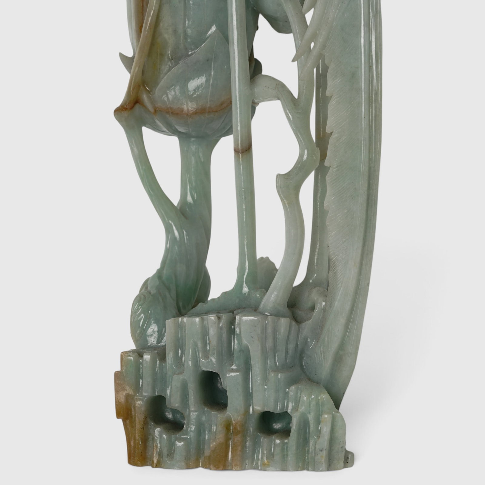 Masterpiece Chinese Jadeite Carved Phoenix & Magnolia Bloom Vases - 15