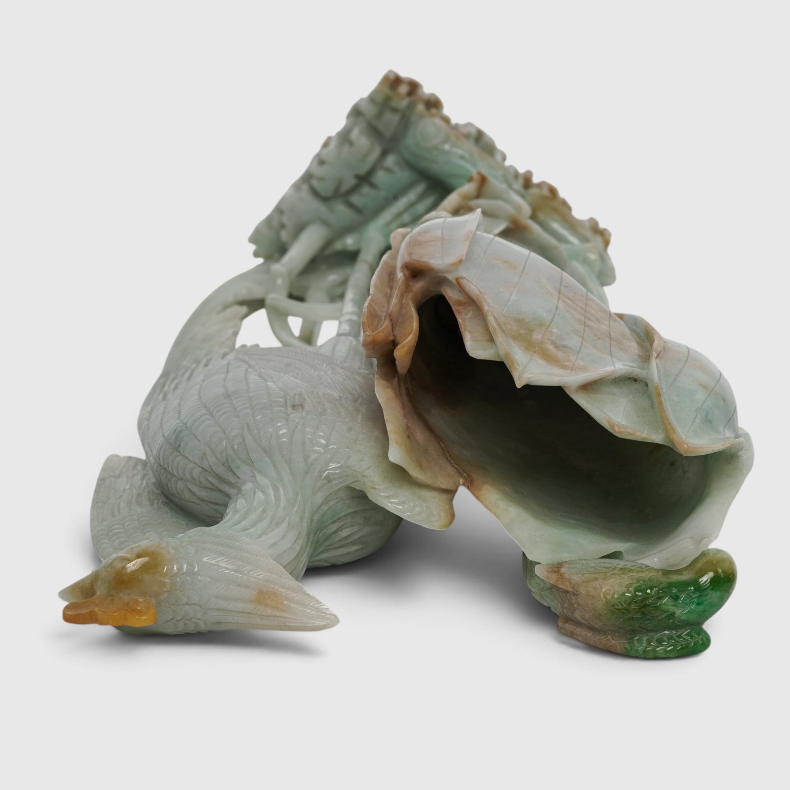 Masterpiece Chinese Jadeite Carved Phoenix & Magnolia Bloom Vases - 17