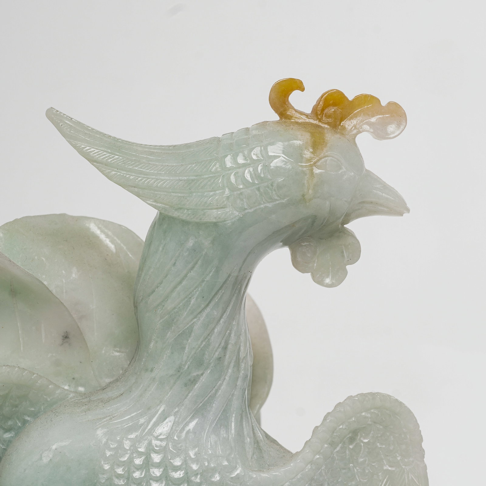 Masterpiece Chinese Jadeite Carved Phoenix & Magnolia Bloom Vases - 7