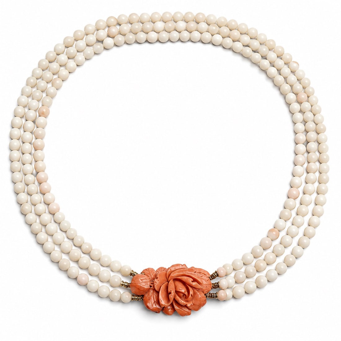 Coral Necklace w/ Large Coral & 14k Gold Flower Clasp (1 of 7)