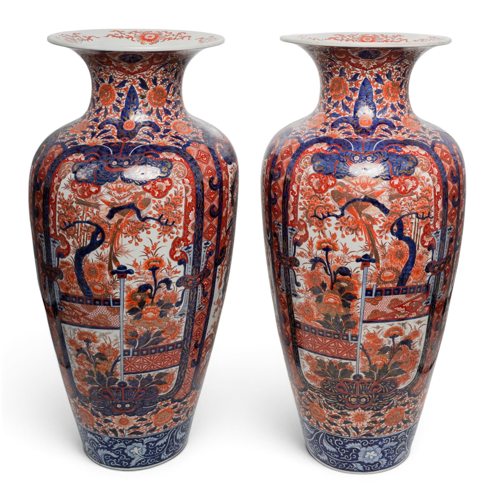 Large Magnificent Pair of Imari Palace Sized Vases (1 of 18)