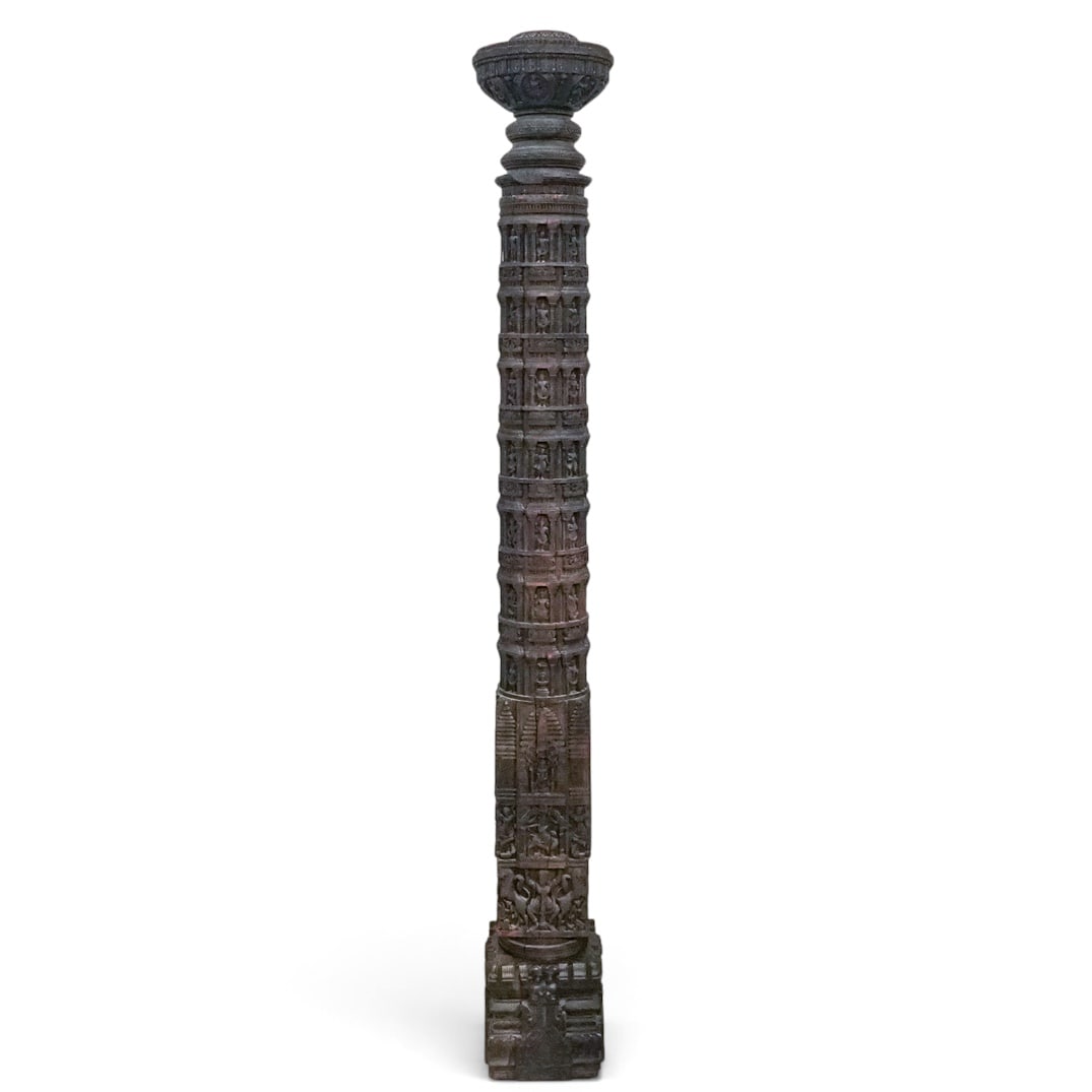 Rare Impressive Indian Hardwood Chennakeshava Temple Style Pillar (1 of 10)