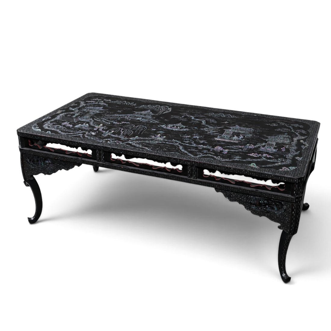 Rare Chinese Lacquer & Mother of Pearl Inlaid Large Low Table (1 of 20)