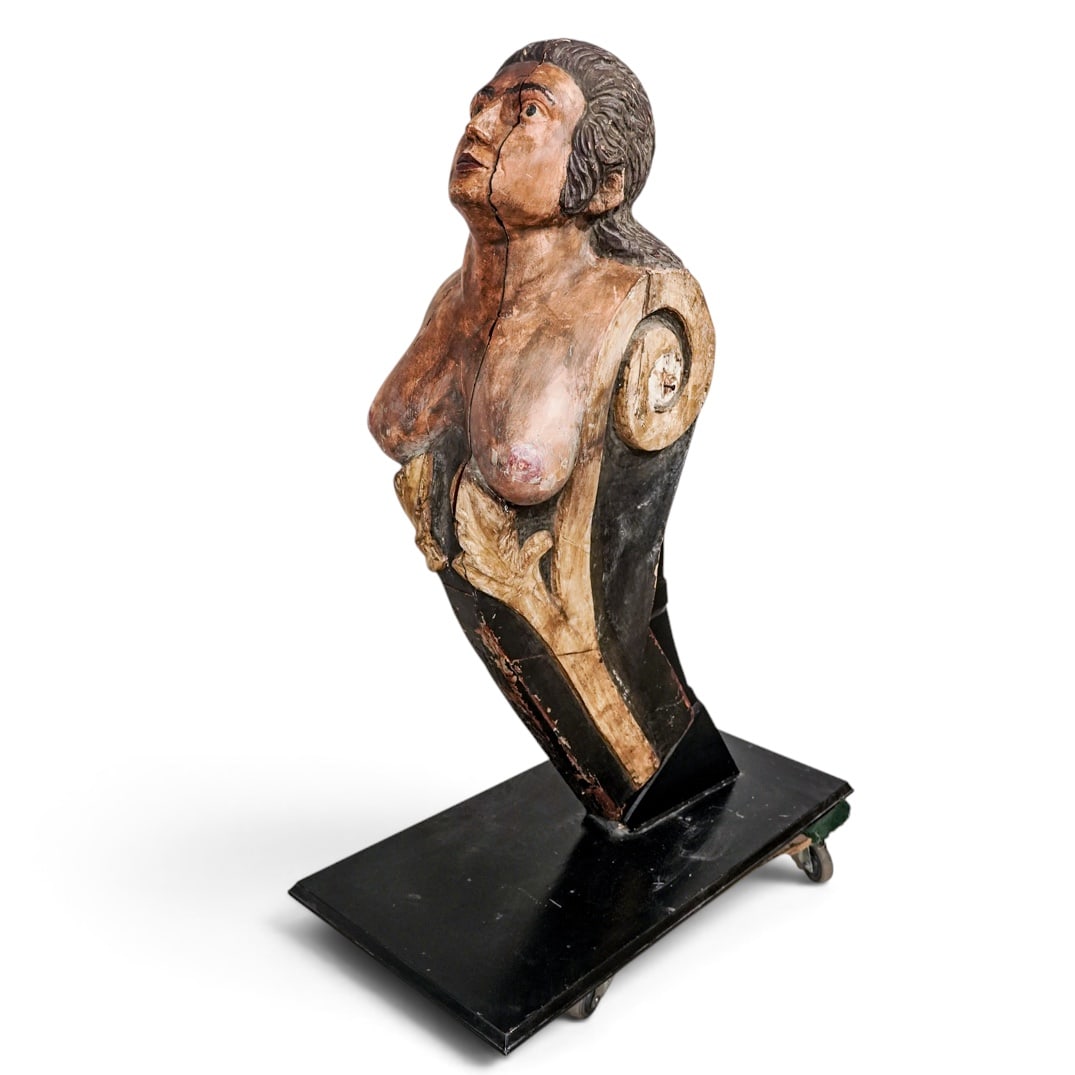 Large Full Size Ships Figurehead of Mermaid Mounted on Custom Heavy Steel Stand (1 of 9)