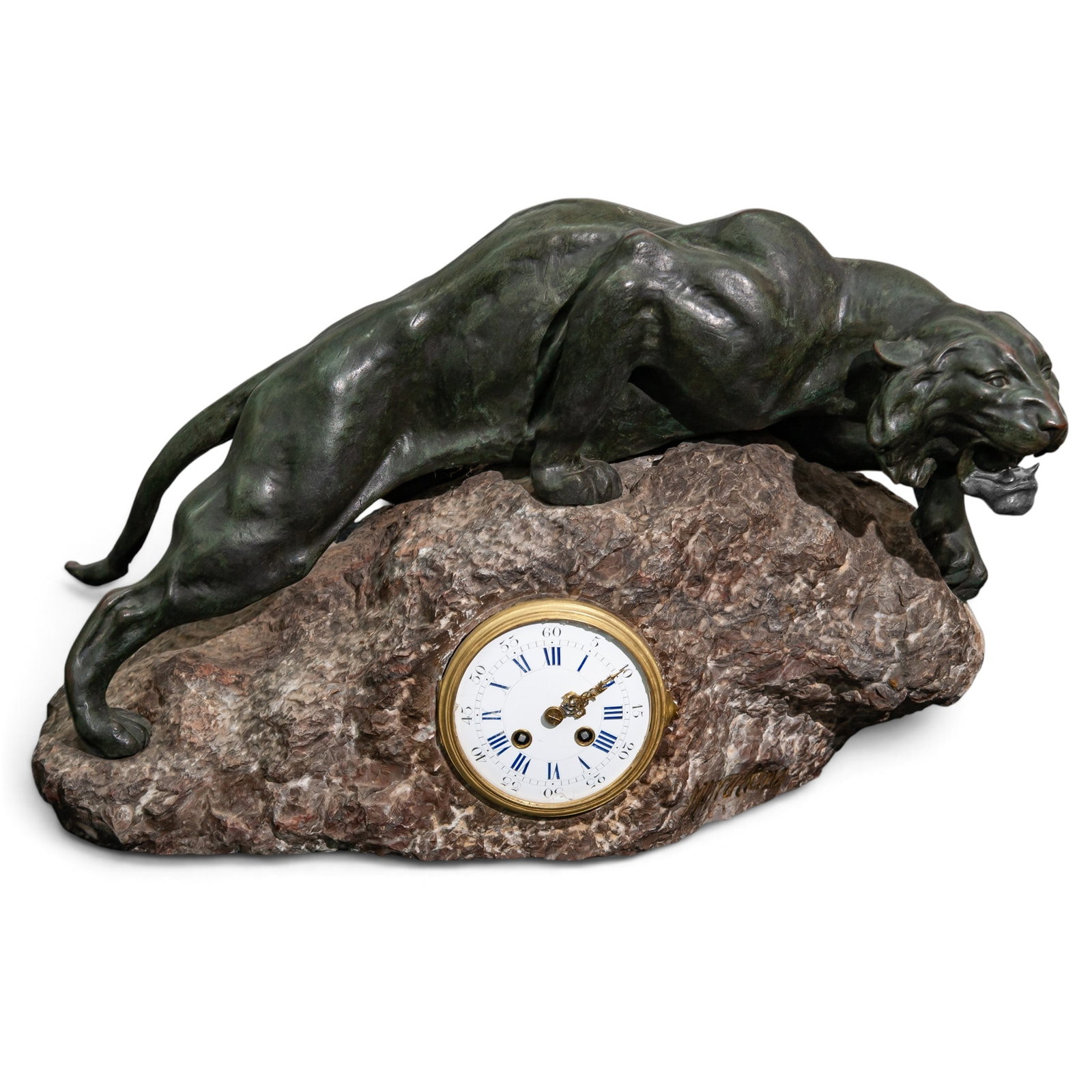 Giacomo Merculiano (Italian, 1859–1935) Adolphe Mougin French Lioness Mantel Clock (1 of 11)