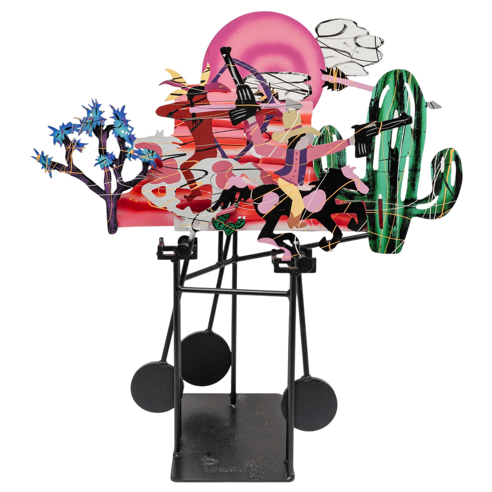 Fredrick Prescott (American, 1949-) "Cowboys & Indians" Kinetic Steel Sculpture (1 of 11)