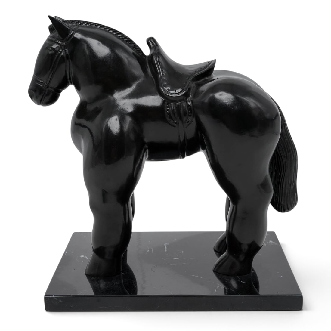 After Botero "Horse with Saddle" Bronze: After Botero "Horse with Saddle" Bronze 2007. Colombian, Italian After Fernando Botero (Colombian, 1932–2023) limited edition bronze sculpture depicting his iconic "Horse with Saddle," rendered in t