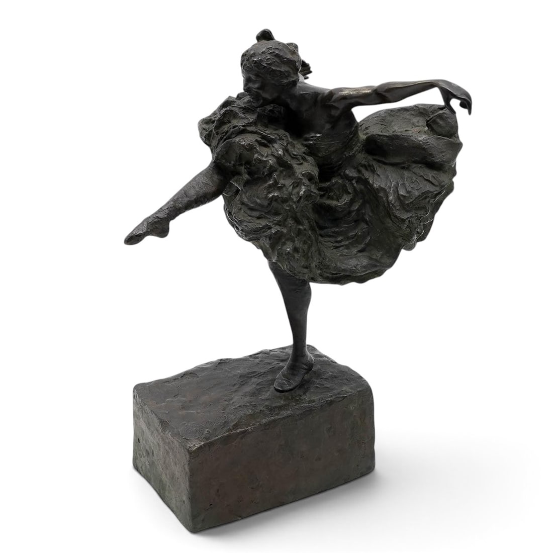 Giuseppe Renda (Italian, 1859–1939) Bronze Female Dancer Sculpture: Giuseppe Renda (Italian, 1859–1939) Bronze Female Dancer Sculpture c. 1900-1935, Italian Giuseppe Renda (Italian, 1859–1939) figural bronze sculpture depicting a female dancer captured in dynamic 