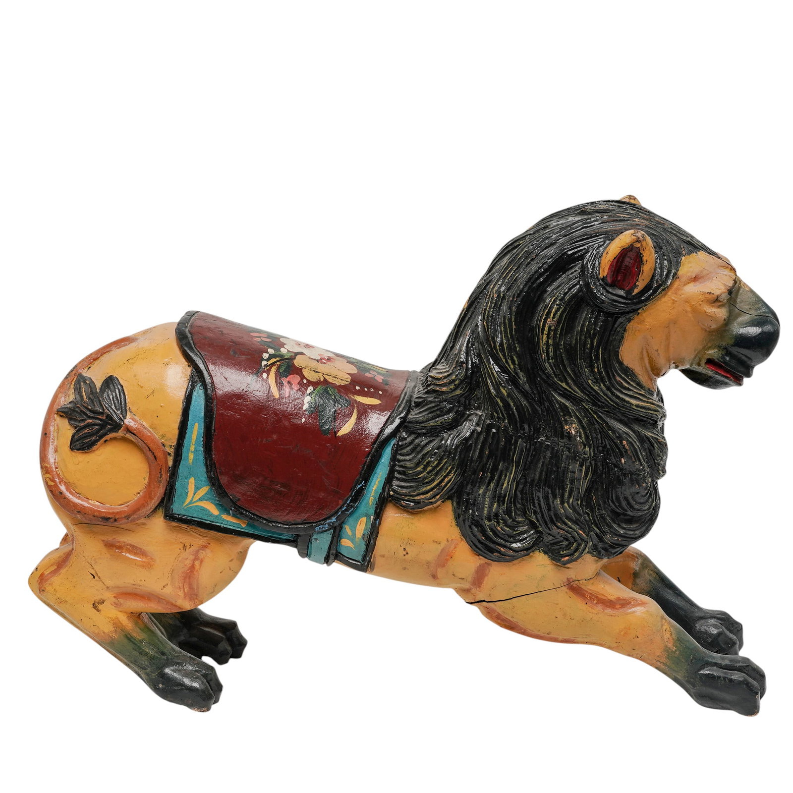 Antique Large Carousel Carved Wooden Lion (1 of 8)