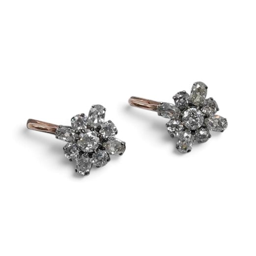 Russian Imperial Era Rose Gold Diamond Earrings (1 of 3)